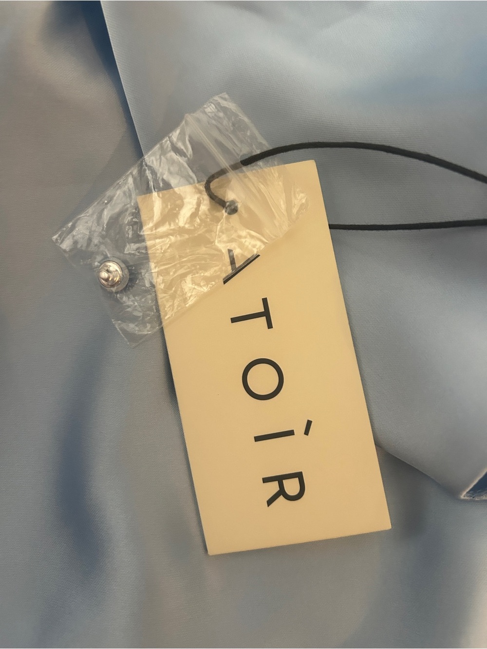 Atoir Powder Blue Satin Slip Dress with Spaghetti Straps - Picture 5 of 5